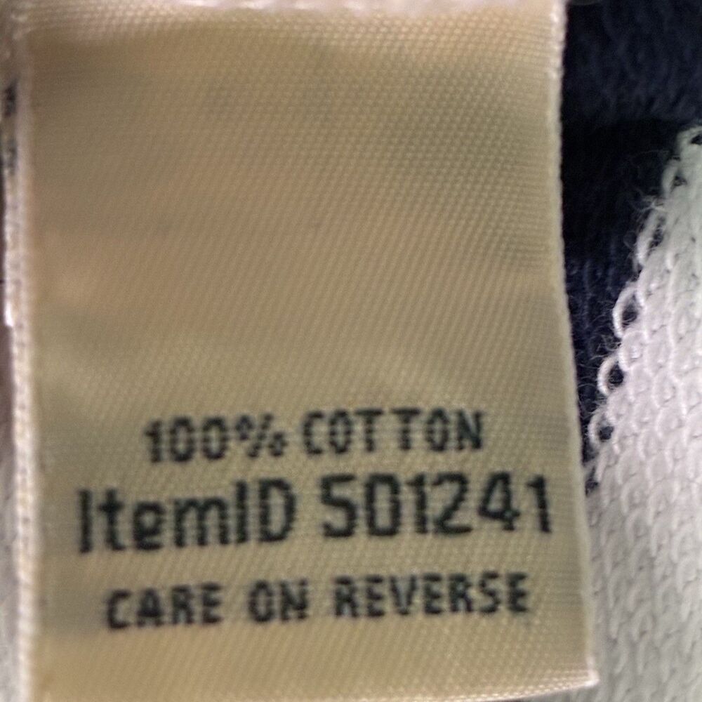 Men’s Large L.L. Bean Striped Quarter Zip Pullover Navy Cream Cotton - Picture 6 of 8